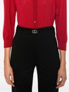 twinset - Black flared pants with gold logo plaque - 4