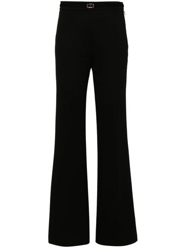 TWINSET - Black flared pants with gold logo plaque