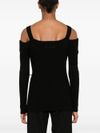 twinset - Black ribbed top with a heart-shaped brooch - 2