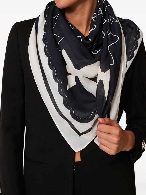 Sciarpa Nera Leggera Sciarpa Leggera In Lana Nera Con Stampa Logo