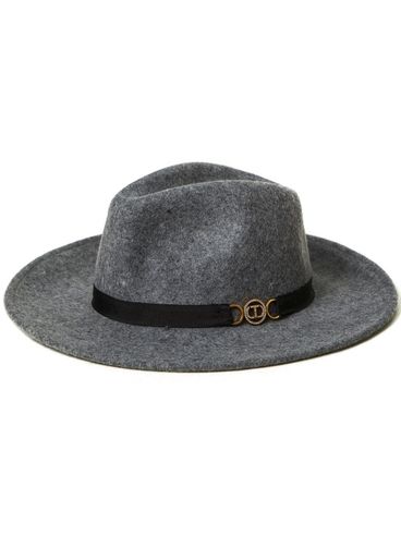 TWINSET - Cappello in lana grigio con fibbia