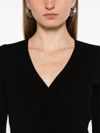 twinset - Black ribbed top with a V-neckline - 3