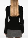 twinset - Black ribbed top with a V-neckline - 4