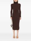 twinset - Brown ribbed midi dress - 2