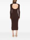 twinset - Brown ribbed midi dress - 3