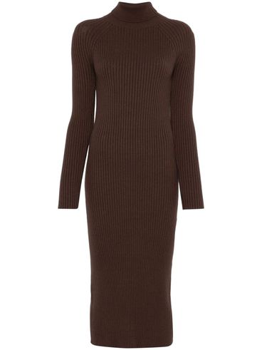 TWINSET - Brown ribbed midi dress