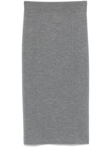 PINKO - Degustazione gray wool-blend midi skir and  fitted