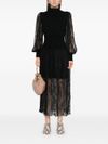 twinset - Black midi dress with sheer inserts - 3