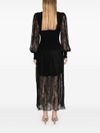 twinset - Black midi dress with sheer inserts - 2