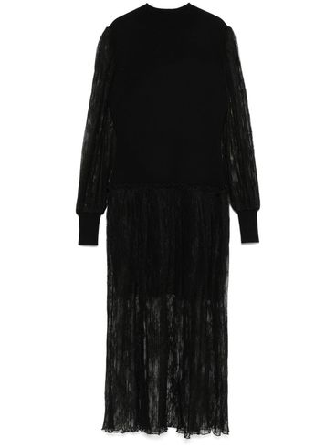 TWINSET - Black midi dress with sheer inserts