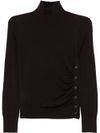 pinko - Buccia brown wool sweater with buttons