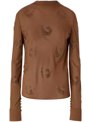 PINKO - Rebora brown blouse with rhinestones