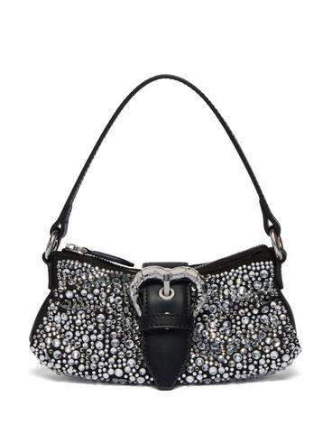 PINKO - Jolene Baby bag in black leather with rhinestones