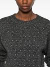 pinko - Avvinato gray wool-blend top with rhinestones - 2