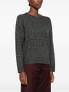 pinko - Avvinato gray wool-blend top with rhinestones - 4