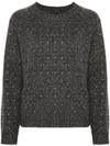 pinko - Avvinato gray wool-blend top with rhinestones