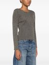 twinset - Gray ribbed Lurex-effect top with flared sleeves - 3