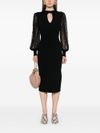 twinset - Black ribbed midi dress with sheer inserts - 4