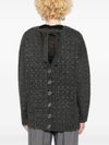 pinko - Archetti gray wool-blend cardigan with rhinestones - 2