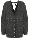 pinko - Archetti gray wool-blend cardigan with rhinestones