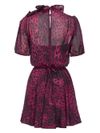 pinko - Bayonne black and burgundy short dress with ruffles - 1