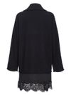 pinko - Black wool dress with lace hem - 1