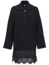 pinko - Black wool dress with lace hem