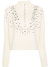 pinko - Bombay white sweater with rhinestones