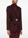 pinko - Cortez bordeaux wool-blend blazer with a hood - 3