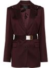 pinko - Cortez bordeaux wool-blend blazer with a hood