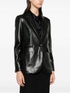 emma & gaia - Blazer in pelle sintetica nera monopetto con tasche - 4