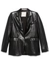 emma & gaia - Blazer in pelle sintetica nera monopetto con tasche