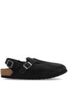 birkenstock - Sabot Tokio in camoscio nero con pelliccia