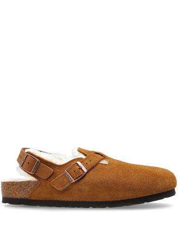 BIRKENSTOCK - Tokio brown suede mules with white fur