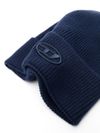 diesel - Blue ribbed cotton and wool beanie - 1