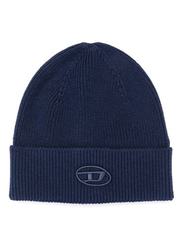 DIESEL - Blue ribbed cotton and wool beanie