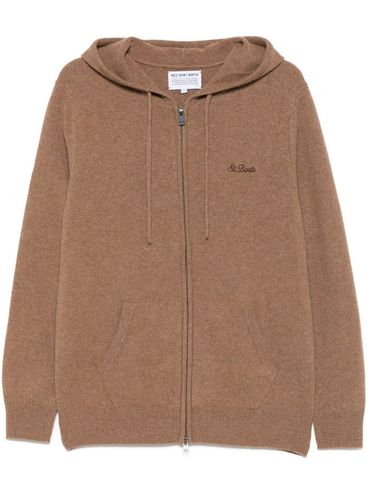 MC2 SAINT BARTH - Maglione in lana beige con cappuccio e ricamo logo