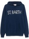 mc2 saint barth - Maglione Jake in lana blu con scritta bianca e cappuccio