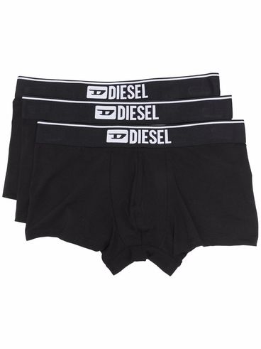 DIESEL - Pack of 3 black cotton boxer shorts with logo