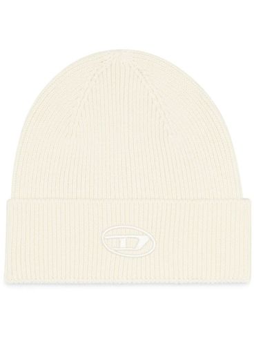 DIESEL - White ribbed cotton and wool beanie