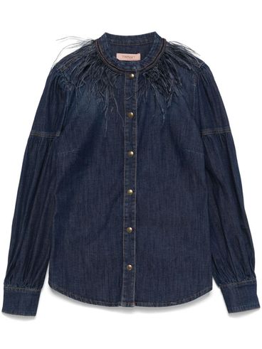 TWINSET - Camicia in denim con piume