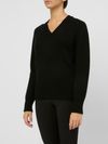 tabaroni - Maglia in cashmere nera con scollo a V - 1