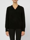 tabaroni - Maglia in cashmere nera con scollo a V - 2