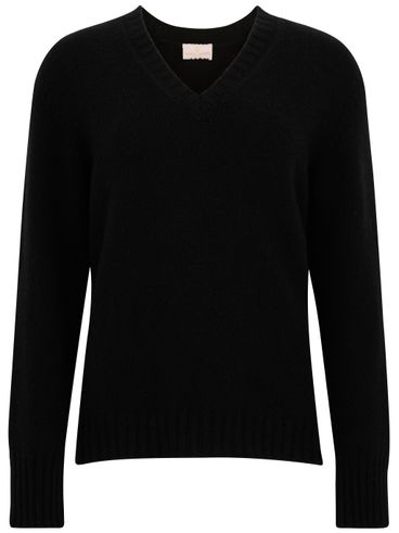 TABARONI - Maglia in cashmere nera con scollo a V