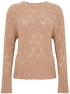 tabaroni - Maglione in cashmere beige traforato