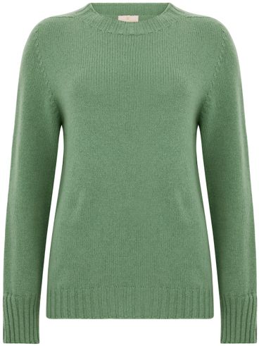 TABARONI - Maglione in cashmere verde girocollo