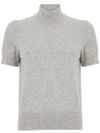 tabaroni - Maglia in cashmere grigio a maniche corte e collo alto - 5