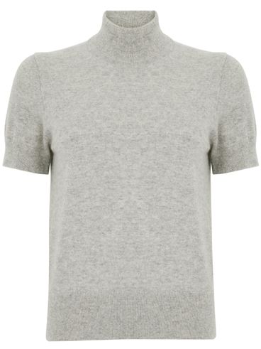 TABARONI - Maglia in cashmere grigio a maniche corte e collo alto