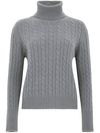 tabaroni - Maglione in cashmere grigio intrecciato a collo alto