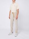 white sand - Cotton trousers with belt detail - 7